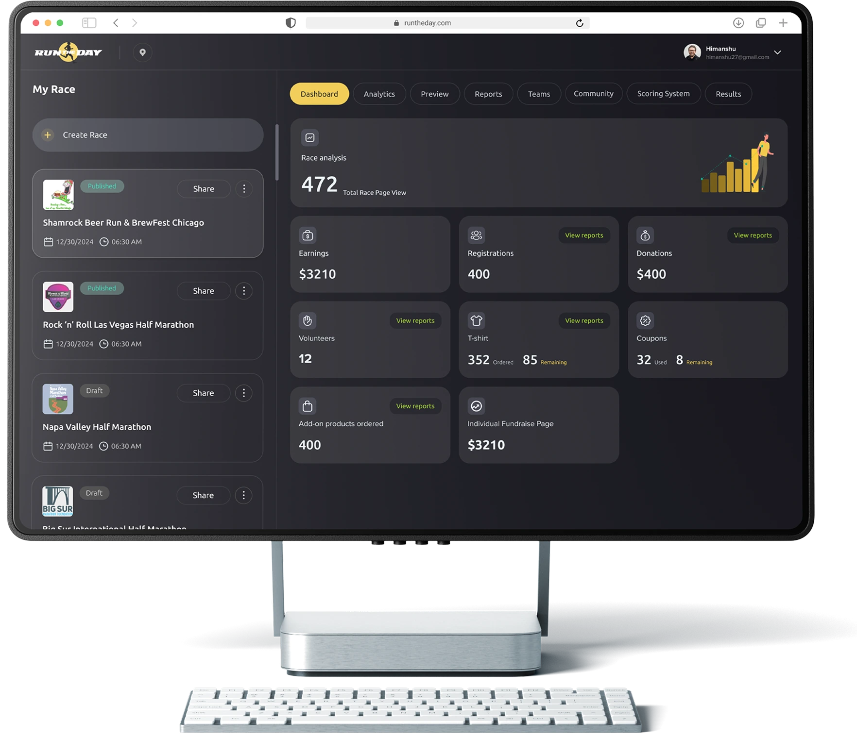 Run The Day dashboard