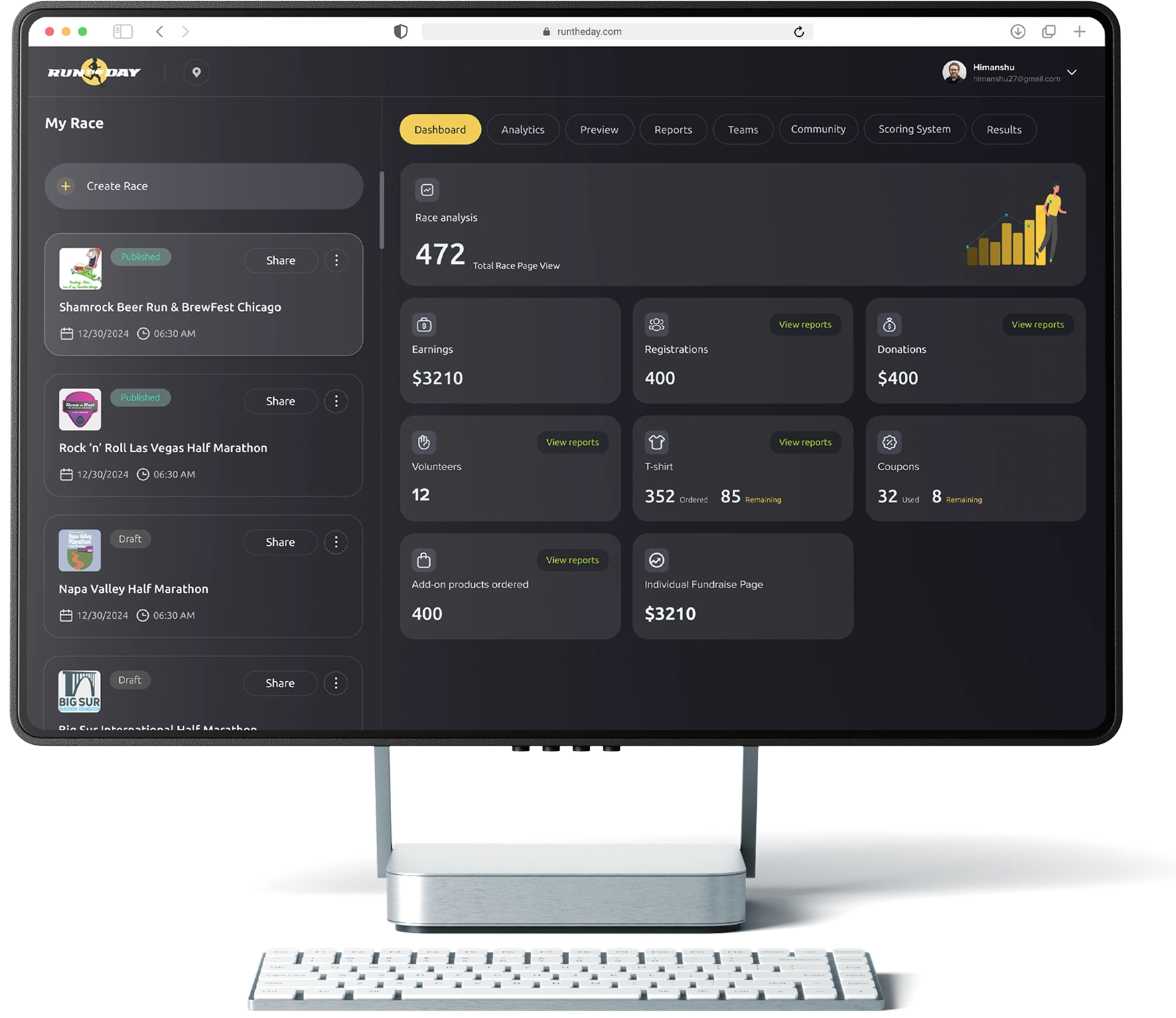 Run The Day dashboard